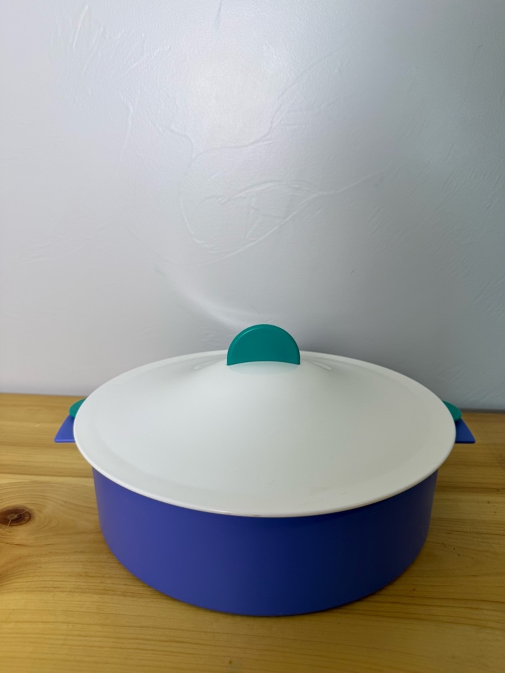 Vintage Tupperware Microsteamer Large 3-Piece Set Periwinkle Turquoise‎ & White